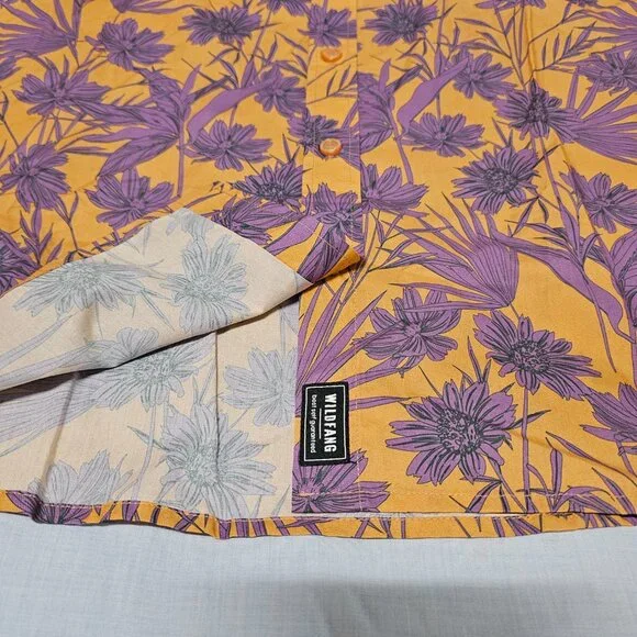 Wildfang The Essential Top Button Up Shirt Women Size 1X Flower Press Pecan - Picture 8 of 11